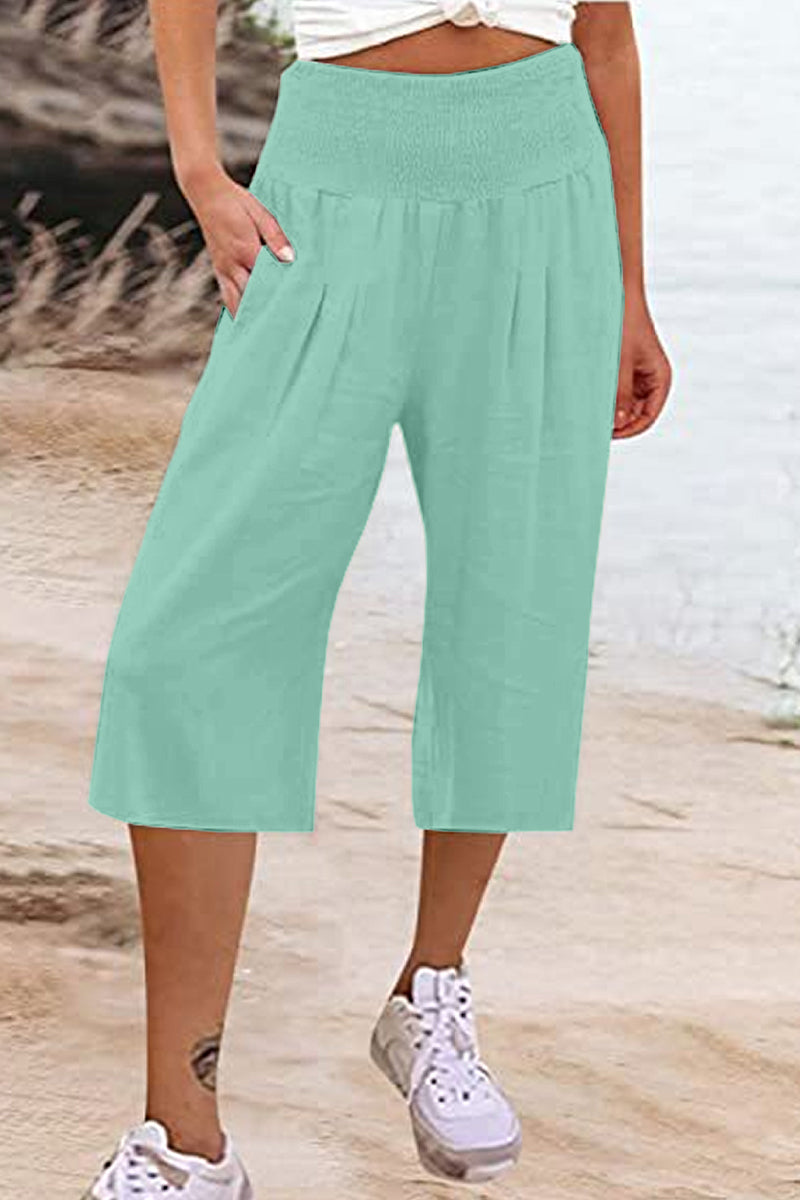 Casual Simplicity Solid Pocket Loose High Waist Wide Leg Solid Color Bottoms(14 Colors)