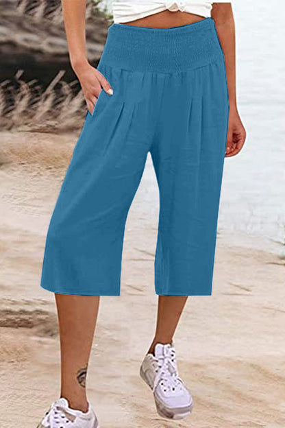 Casual Simplicity Solid Pocket Loose High Waist Wide Leg Solid Color Bottoms(14 Colors)