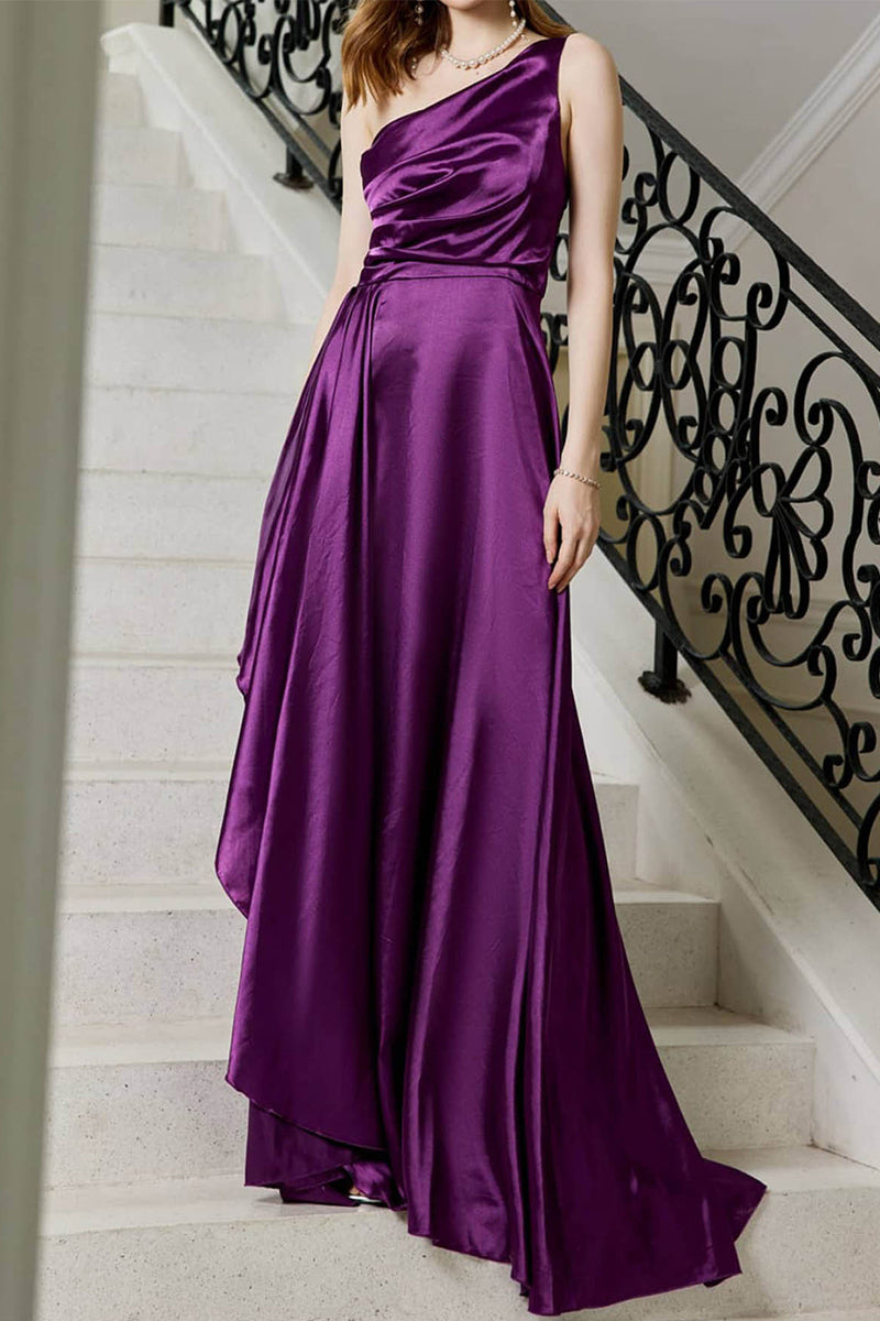 Elegant Solid Slit Oblique Collar Evening Dress Dresses(4 Colors)