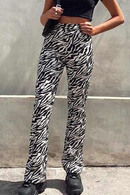 Street Geometric Printing Straight Full Print Bottoms