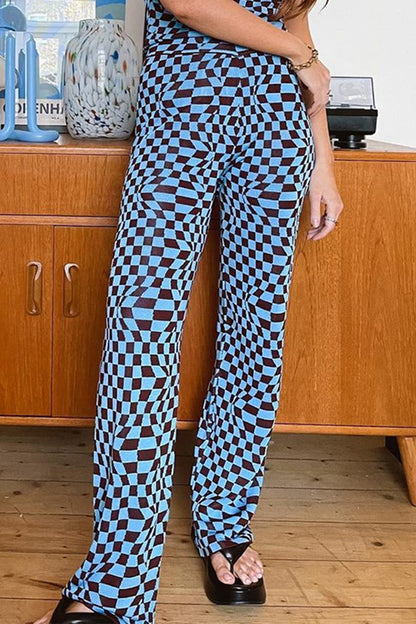 Street Geometric Printing Straight Full Print Bottoms