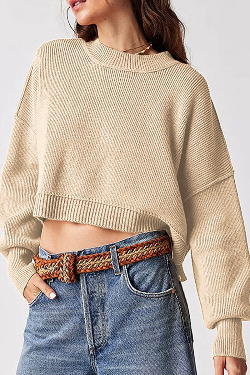 Casual Solid Patchwork O Neck Sweaters(15 Colors)