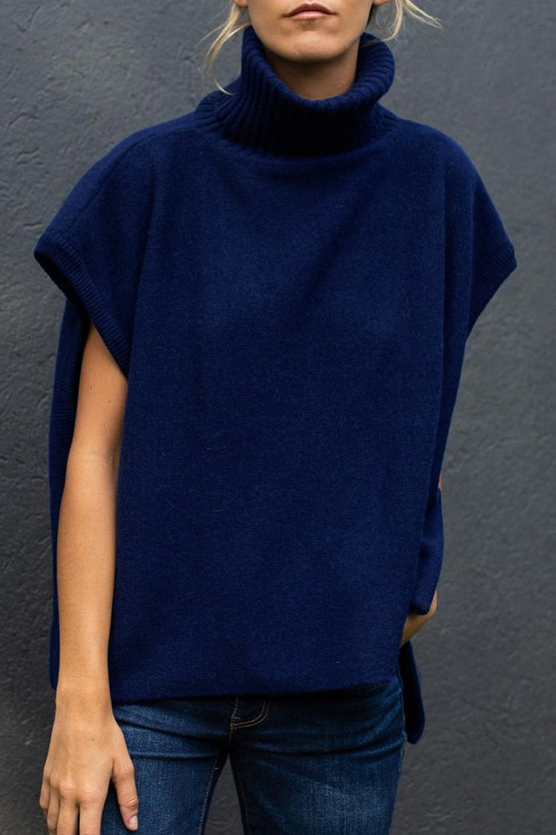 Work British Style Solid Patchwork Turtleneck Tops