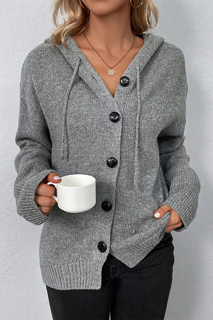 Casual Solid Buttons Hooded Collar Sweaters(8 Colors)