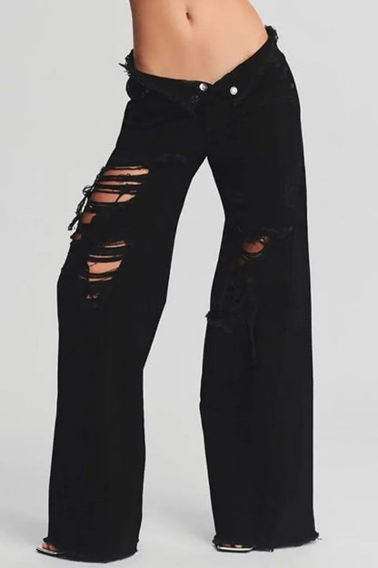 Casual Ripped Patchwork Denim Jeans (Subject To The Actual Object,5Colors)