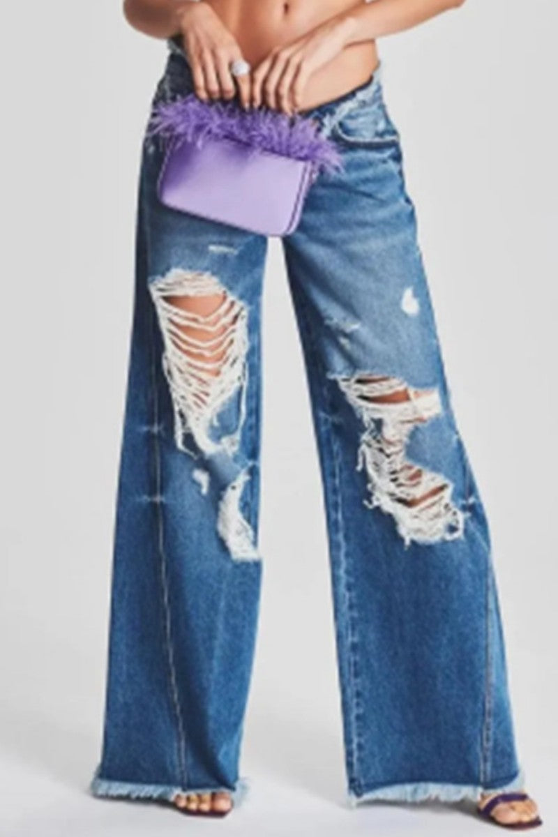 Casual Ripped Patchwork Denim Jeans (Subject To The Actual Object,5Colors)