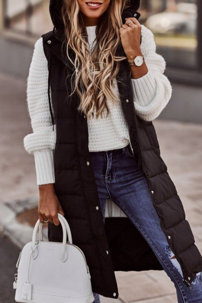 Casual Solid Patchwork Hooded Collar Outerwear