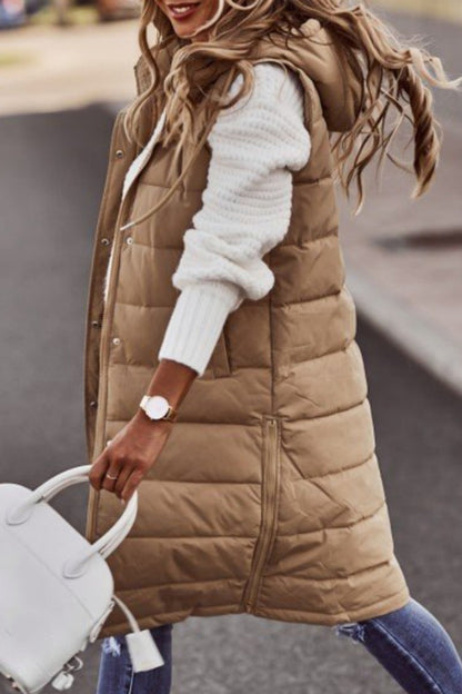 Casual Solid Patchwork Hooded Collar Outerwear