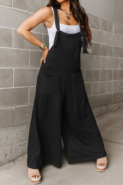 Casual Solid Pocket U Neck Loose Jumpsuits(6 Colors)