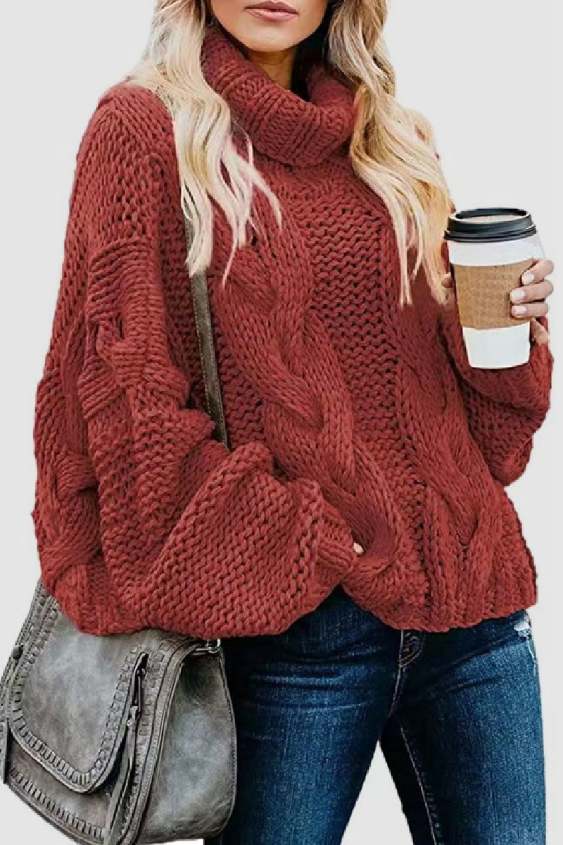 Casual Solid Patchwork Turtleneck Tops(9 Colors)